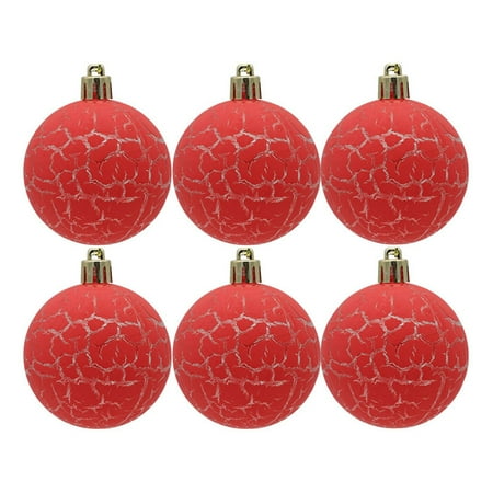 

Decor Store 6Pcs 6cm Xmas Balls Crack Texture Easy Hanging Festive Bright Color Plastic Christmas Baubles Pendants Party Supplies