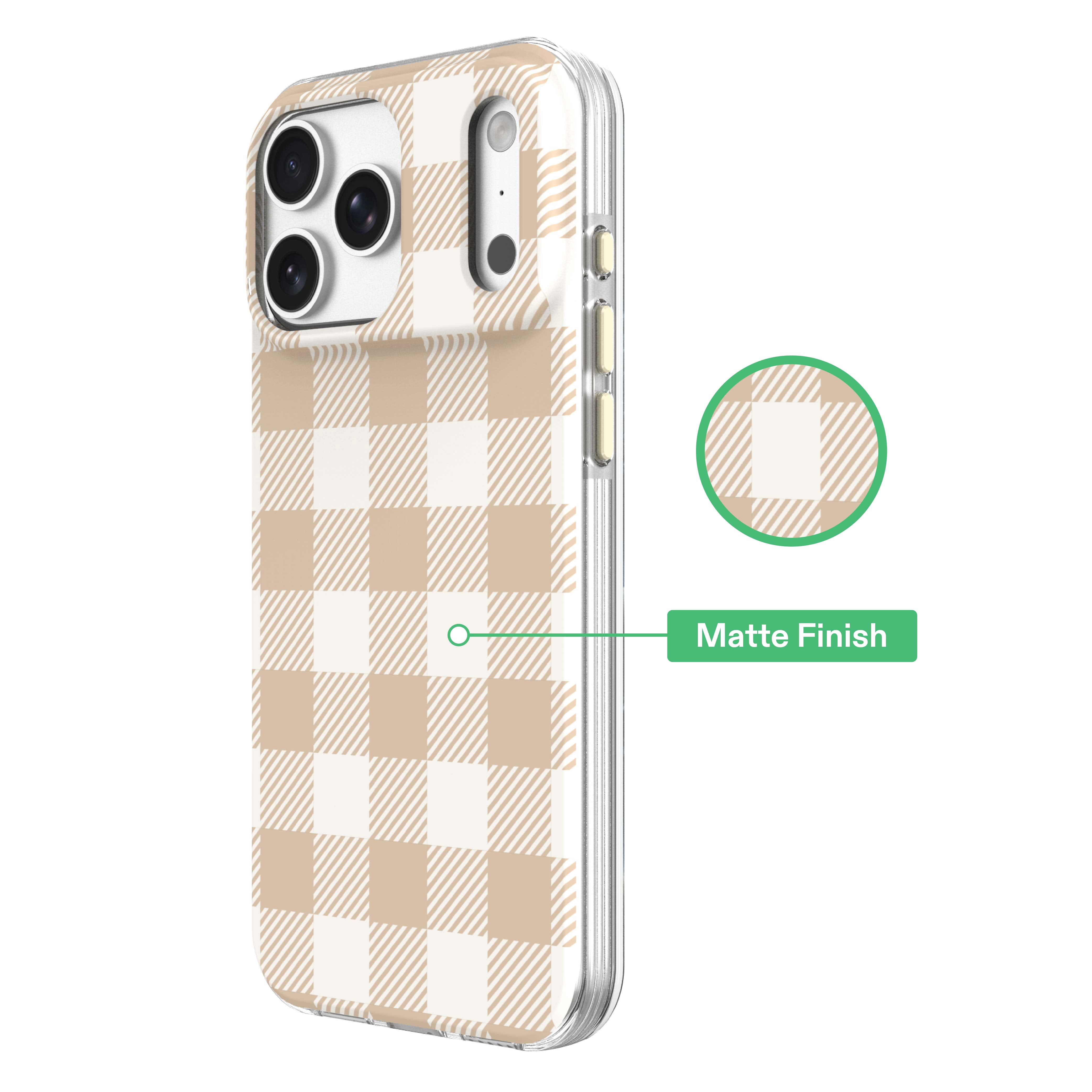 onn Phone Case for iPhone 18 Pro / 17 Pro, MagSafe Compatible - Beige Gingham