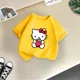 thumbnail image 3 of Bonita camiseta de verano de la marca de dibujos animados de Sanrio Hello Kitty Cate para niñas, camiseta de moda informal de calle, camiseta de cuello redondo para niñas, 3 of 5