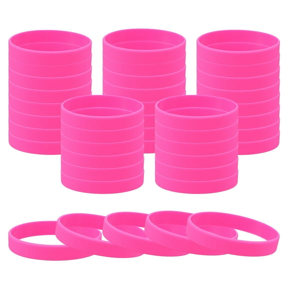 Uxcell Rubber Bracelets 60 Pcs Unisex Silicone Sports Wristbands for Sports Party Games Fashion Decorations Fuchsia