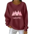 thumbnail image 2 of GuzomFashion Womens Wine Christmas Festive Sweatshirt - Loose Crewneck with Pink Tree & Merry Christmas Lettering, Inclusive Sizes S-XXXXXL,Size 4XL, 2 of 3
