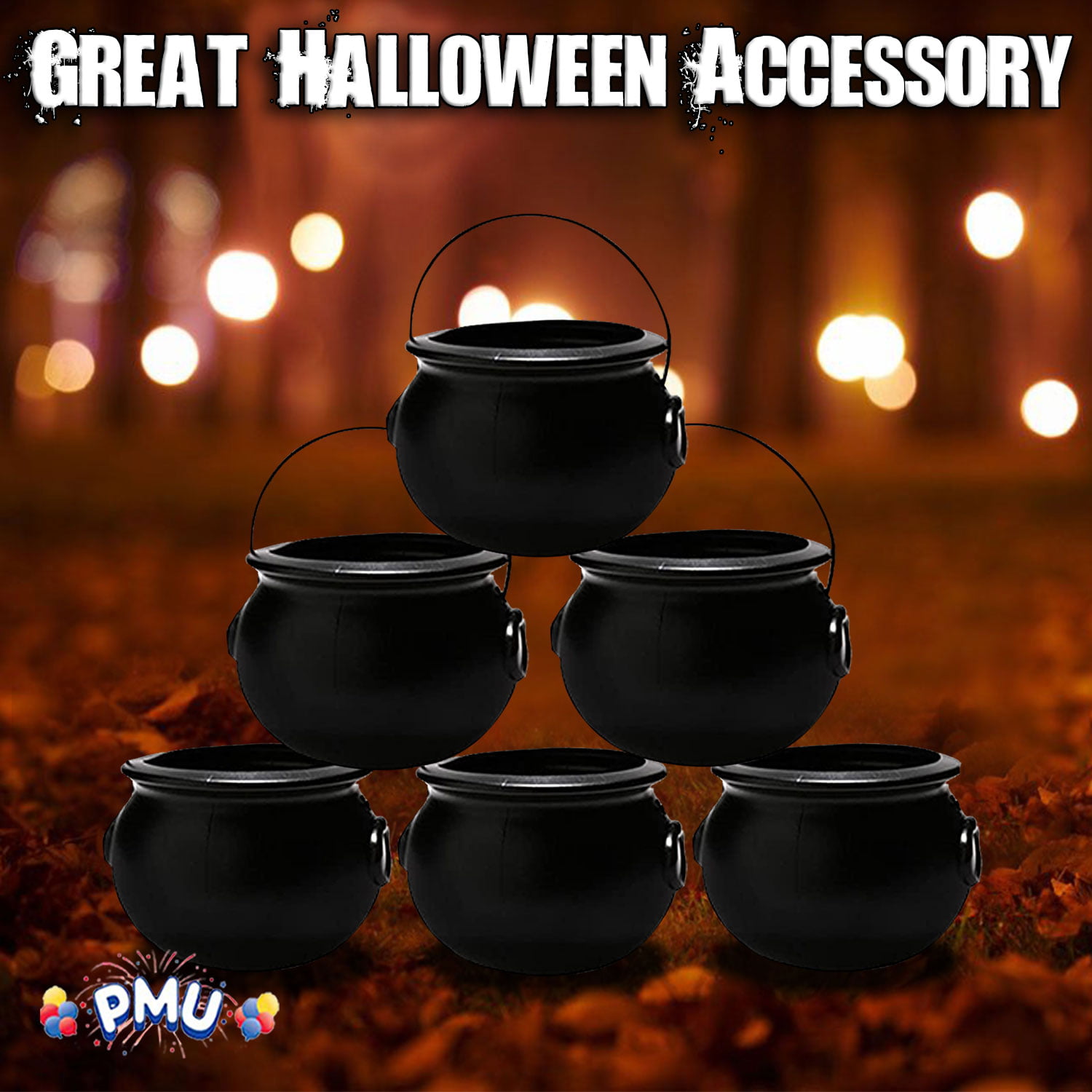 PMU Halloween Cauldron 6" Great for Harry Potter Theme Parties Black