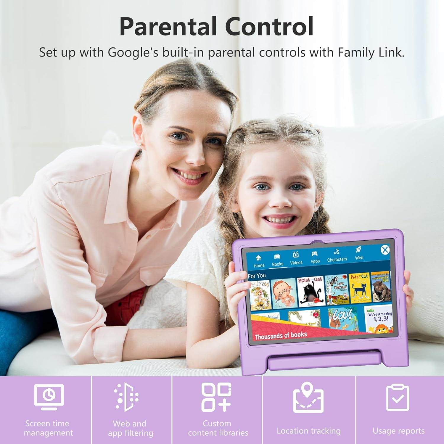 Kids Tablet 10 Inch, Tablet for Kids Android 13, 4GB+64GB, 8-Core CPU, WiFi 6, 12H Battery Life, Parental Control, 1280 * 802 HD Display, Dual Cameras, Shockproof Case, Pre-Installed Educational Apps