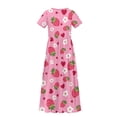 thumbnail image 6 of Uourmeti Tween Girls Maxi Dress Short Sleeve Round Neck Casual Flowy Cute Strawberry Print Summer Long Dress for Girls Big Kids, Size 7-8 Years, 6 of 7