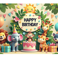 thumbnail image 4 of LUUFILx Cute Animal Themed Happy Birthday Backdrop Banner Party Supplies with Cartoon Animals Flowers Balloons Photography Props for Birthday Party Decorations, 4 of 7