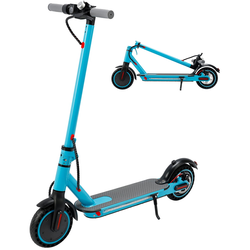 ARTUDATECH Electric Scooter Adults, 350W Motor up to 21 MPH and 25 Miles Long-Range, 8.5" Solid Tires Folding Electric Scooter for Adults and Teens with Deck Lights Dual Braking Safety System Blue