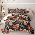 thumbnail image 2 of Erosebridal Vintage Orange Daisy Quilt Full for Women Girls, Boho Leaf Foliage Print Full Bedspread Sets, 3 Pieces, 2 of 7
