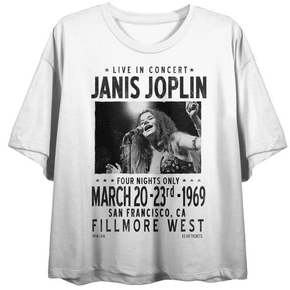 Janis Joplin 1969 At The Fillmore Women's White Crop Tee-Medium
