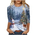 thumbnail image 2 of VKOYWKM 3/4 Length Sleeve Womens Tops Christmas Shirts Crew Neck Christmas Graphic Tees Merry Xmas Gift Top Loose Fit Tunic Blouses, 2 of 5