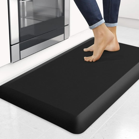 4/5 Inch Thick Kitchen Mats for Floor, Kitchen Rug for Standing Desk, Non-Slip, Thicker, Stain Resistant, Waterproof, Comfort Anti Fatigue Floor Mat for Home, Kitchen, Office - Black