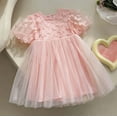 thumbnail image 2 of JUoaLXG Baby Girls Casual Dresses Summer Mesh Solid Color Butterfly Print Crew Neck Short Sleevele Dance Party Sundress Streetwear,Pink,6-12 Months, 2 of 4