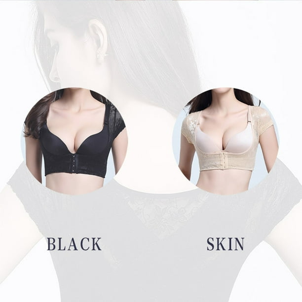 Women Bustier Chest Gathered Breast Support Holder Bra Lift Under Bust Arm  Shaper Short Sleeve,Black-Large : : Clothing, Shoes & Accessories