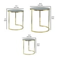 thumbnail image 5 of 24, 22, 21 Inch Nesting Table, Gold Stainless Steel, Vegan Faux Leather Top, Saltoro Sherpi, 5 of 5