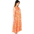 thumbnail image 2 of Women's Sleeveless Tiered Maxi Dress with Vibrant Abstract Print and Tassel Tie Detail- Orange,Small, 2 of 6