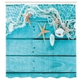 thumbnail image 3 of Ambesonne Maritime Shower Curtain, Nautical Shells and Net, 69"Wx84"L, Aqua and Tan, 3 of 5