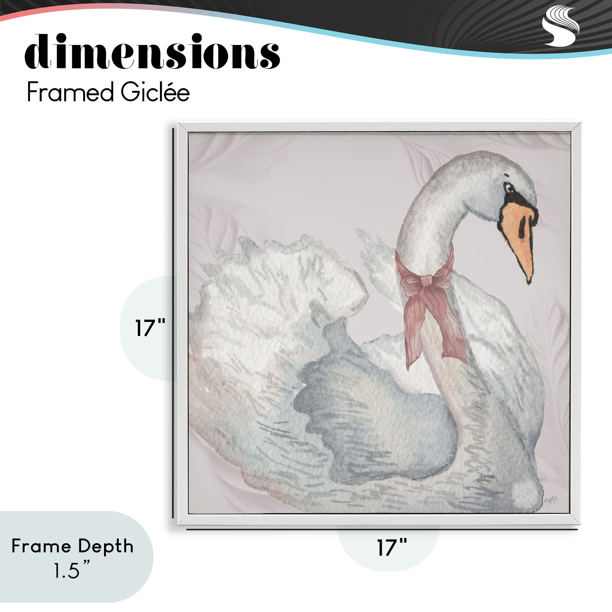 Stupell Industries Subdued Classic Swan White Framed Giclee Art, design by Elizabeth Medley