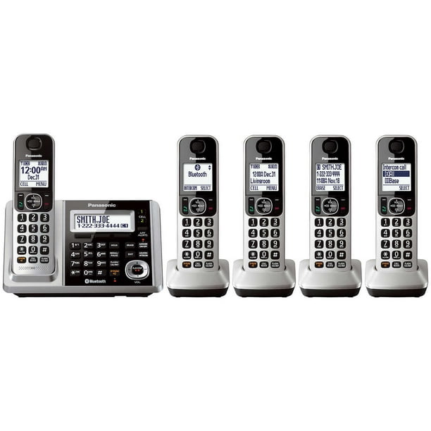 Panasonic Téléphone Numérique Sans Fil avec Répondeur 5 Combinés Bluetooth (Link-To-Cell) - Remis à Neuf