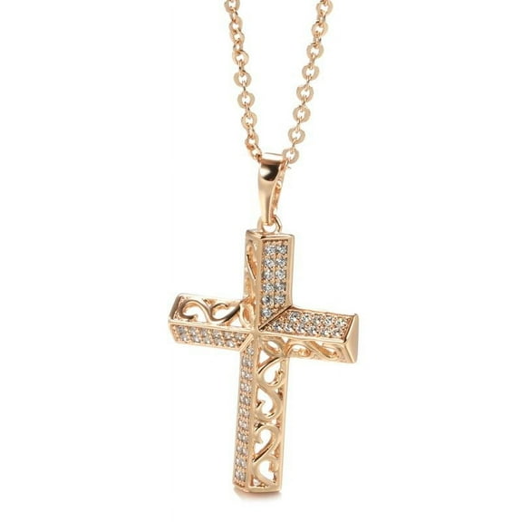 Kinel Simple Rose Gold Cross Pendant Necklace