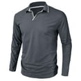 thumbnail image 3 of Golf Shirts for Men Long Sleeve T-Shirts Mens Casual Solid Color Pullover V Neck Collared Breathable Office Work Tees Tops Fall, 3 of 7