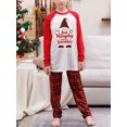 thumbnail image 4 of Elippeo Family Matching Christmas Pajamas, Letter  Gnome Hat Print Long-Sleeved Tops + Plaid Trousers Sleepwear Outfits, 4 of 7