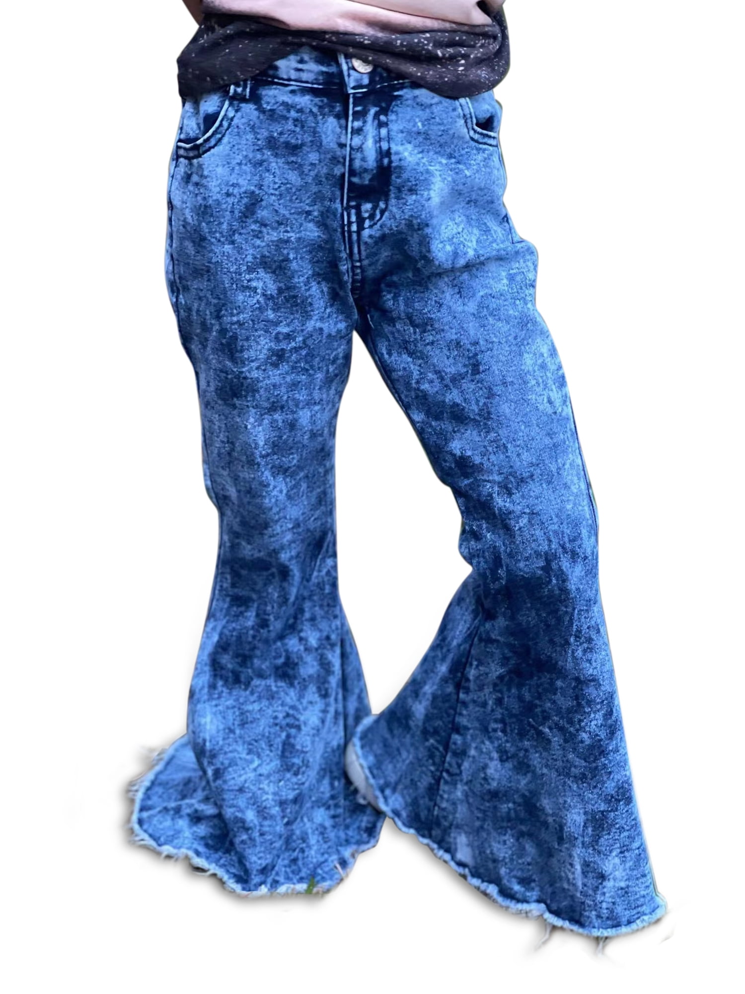 YAWOO Kids Girls Flared Jeans Casual Raw Hem Stylish Jeans Bell Bottom