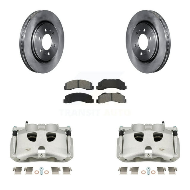 Transit Auto Front Disc Brake Caliper Rotors and Semi-Metallic Pads Kit for Car Ford F-150 KC8-100298S