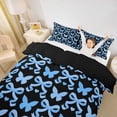 thumbnail image 2 of Erosebridal Black Blue Duvet Cover Set for Girls, Butterfly Bow-Tie Bedding Full, Black Reversible, 1 Duvet Cover and 2 Pillowcases (No Comforter), 2 of 5