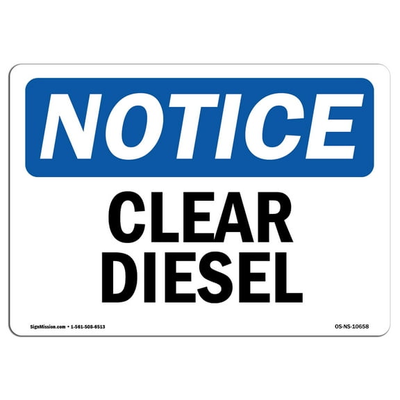 OSHA Notice Sign - Clear Diesel | Decal | Protect Your Business, Construction Site, Warehouse & Shop Area |  Made in the USA