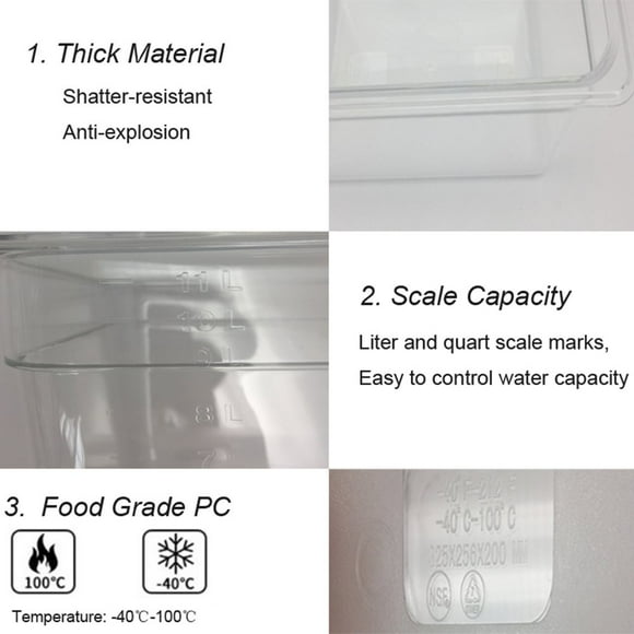 Sous Vide Container Steak Machine Container with Lid Water Tank Bath for Circulator Sous Vide Culinary Immersion Slow Cooker