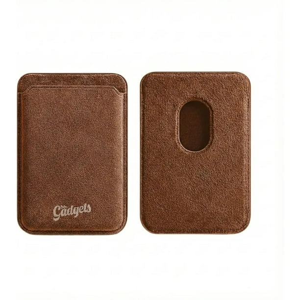 Cartera Wallet Alcantara Gamuza Suave Para Iphone Magsafe Café.