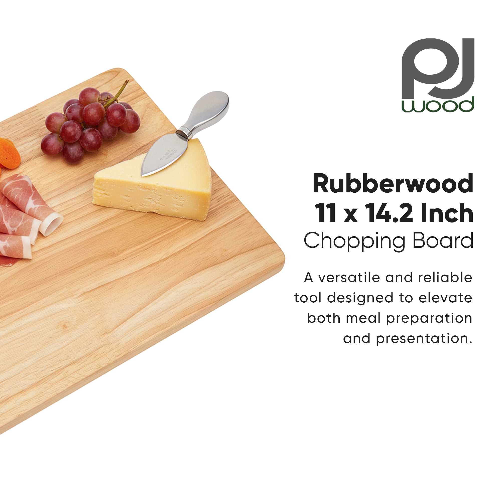 PJ Wood Rubberwood 11" x 14" Chopping Board for Cutting Fish and Vegetables