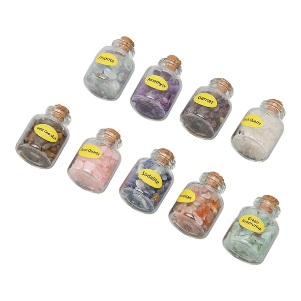 Mini Botellas De Piedra, 9 Piezas De Colores Exquisitos, Estilos Surtidos, Recipiente De Vidrio, Juego De Piedras Para Manualidades