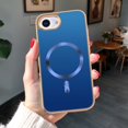 thumbnail image 4 of Designed for iPhone 16e Magnetic Phone Case,Compatible with Mag-Safe,Anti-Scratch PU Leather Bumper,Shockproof Elegant Electroplated Rugged Ultra Slim Thin Phone Case,Blue, 4 of 7