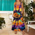 thumbnail image 4 of LNZGNM Halloween Womens Jumpsuit Pumpkin Bat Tie Dye Printed Square Neck Sleeveless Wide Leg Jumpsuit with Side Pockets and Button Straps,Yellow (XL), 4 of 6
