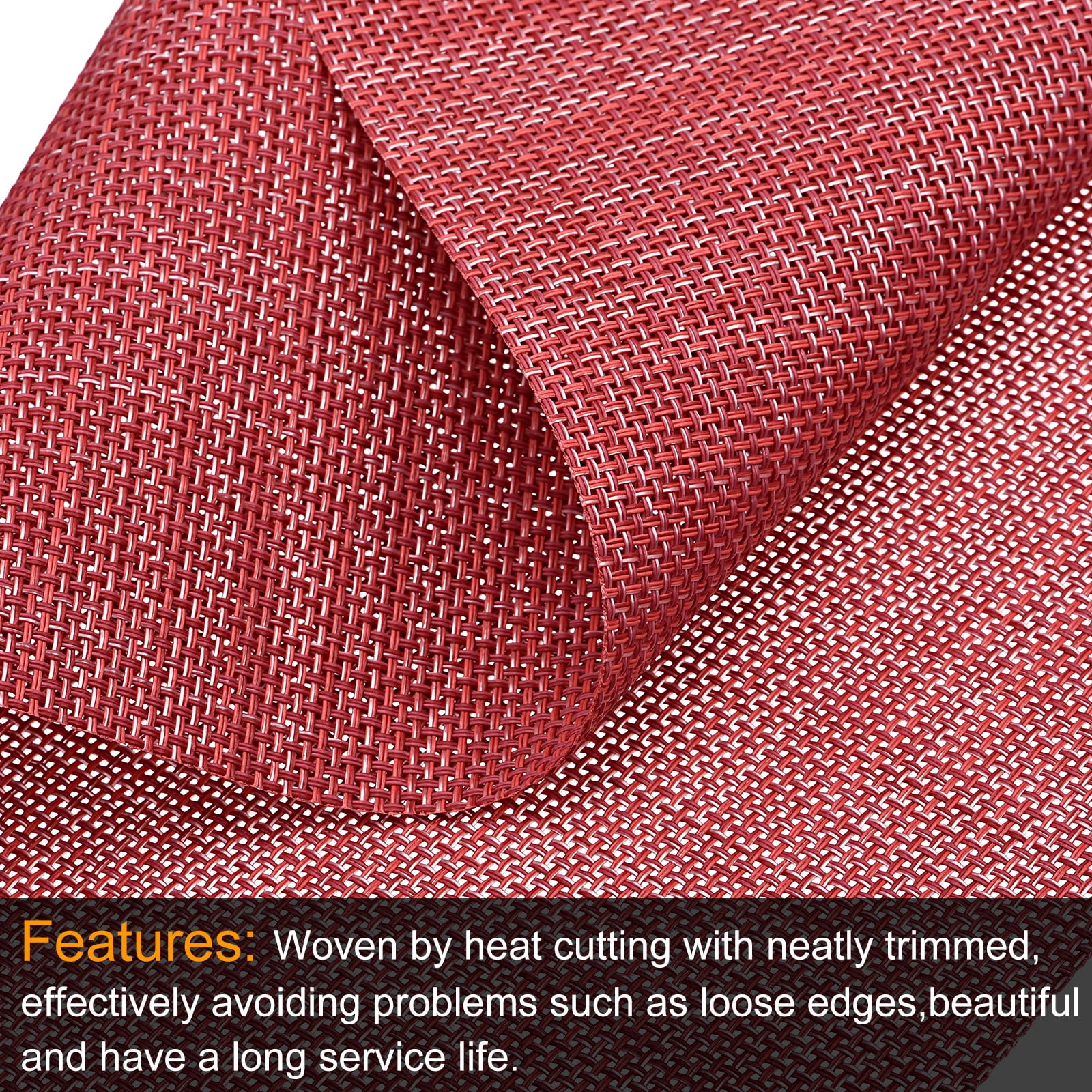 Unique Bargains Durable PVC Washable Woven Place Mats for Dining Tables and Home Use Red