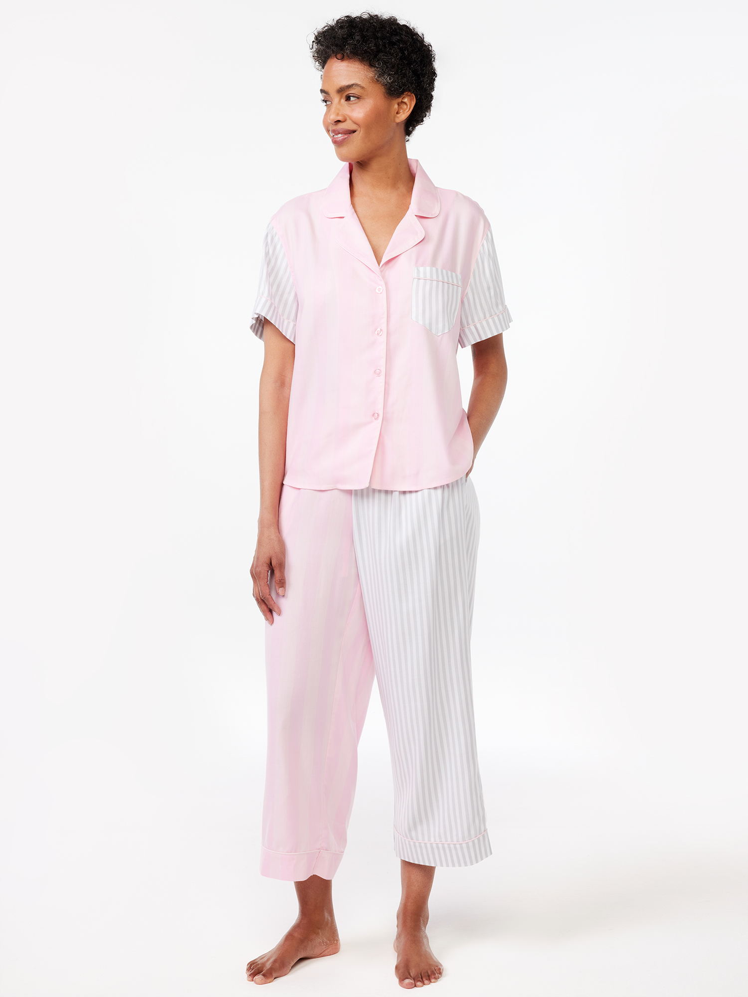 Joyspun Women's Woven Notch Collar Pajama Top, Sizes S to 3X - image 3 of 5