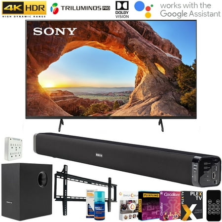 Sony 65-inch X85J 4K Ultra HD LED Smart TV (2021 Model) with Deco Gear Soundbar and Subwoofer Bundle Plus (KD65X85J)