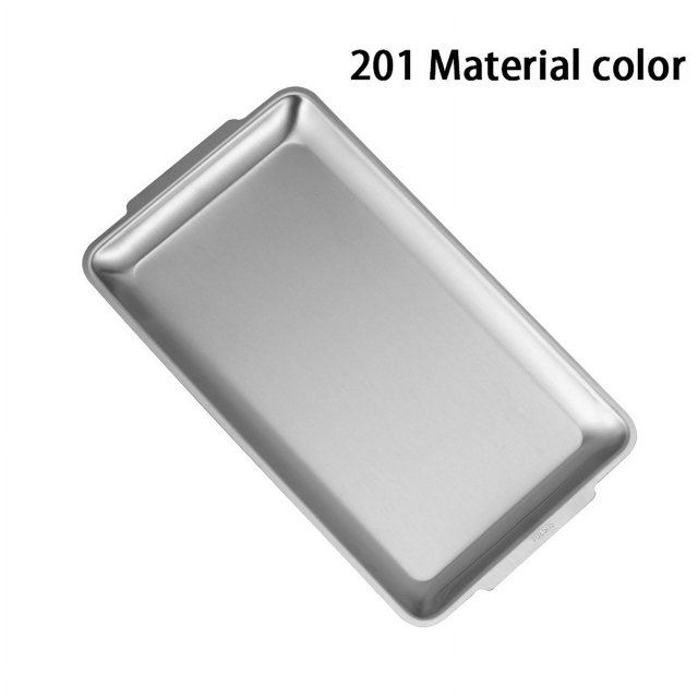 304 Stainless Steel Plate Rectangular Plate Golden Tray Craft Decoration Barbecue Plate Western Food Snack Plate Flat Plate 201 silver 40x28cm