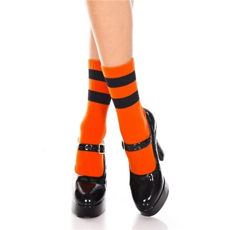 

Music Legs 526-ORANGE-BLACK Acrylic Ankle High with Striped Top Socks Orange & Black