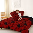 thumbnail image 4 of Erosebridal Cartoon Loves Pattern Queen Comforter Set,Red Black Heart Print Bedding Comforter Set For Men Women, Reversible 3 Pieces, 4 of 7