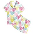 thumbnail image 3 of Rovga Outfits For Girls Short Sleeve Heart Shaped Leopard Print Pajama Set Lapel Tee Caual Shorts With Pockets Heart Shaped Print Set Comfortable Vacation Clothes Set Light 4-5 Years, 3 of 6