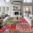 thumbnail image 4 of Area Rug for Living Room, Colorful Ethnic Non-Slip Indoor Large Carpet for Bedroom/Dining Room, Modern Abstract National Geometric Red Washable Low-Profile Rectangle Floor Runner Rugs - 6 x 9 Ft, 4 of 7