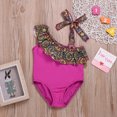 thumbnail image 2 of Kids Baby Girl Single Shoulder Monokini Toddler One Piece Swimwear Ruffled Beach Bathing Suit, 2 of 10