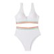 thumbnail image 2 of Traje de baño para mujer, color liso, escote en V, cintura alta dividida con costuras, bikini dividido, traje de baño para mujer, conjuntos de bikini para mujer, trajes de baño bikini para mujer, 2 of 6