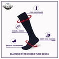 thumbnail image 6 of Diamond Star Men’s Tube Socks – Premium Cushioned Cotton Over the Calf Athletic Knee High Socks (Navy - 6 Pairs 31 inches Big & Tall Over The Calf Socks Fit Size 13-16), 6 of 8