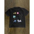 thumbnail image 1 of Y2K-Inspired Animal Cartoon Print Loose-Fit Short Sleeve T-Shirt for Women - Lightweight Viscose, Round Neck, Spring/Summer Fashion Top, Casual Summer Top | Cartoon Animal Print | Y2K Fashion, 1 of 5