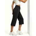 thumbnail image 5 of SAWOBUUN Womens Wide Leg Capri Sweatpants High Waisted Drawstring Casual Soft Cropped Lounge Pants with Pockets, 5 of 7