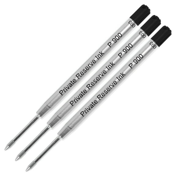 Private Reserve Ink P900 Parker Style Ballpoint Refill made by Schmidt - Black, Medium, 3 Pack