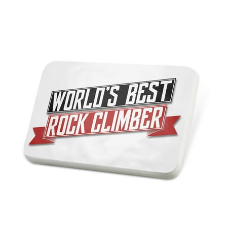 Porcelein Pin Worlds Best Rock Climber Lapel Badge –