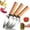 3 Pcs, variant on Stainless Steel Watermelon Slicer, Triangle Fruit Cutter with Wooden Handle, Sharp Melon Slicer for Cantaloupe Honeydew Apples Kitchen Gadget (1 Pcs)